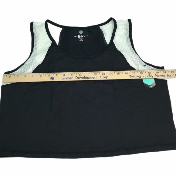 Womens Cropped Tank 2X Lularoe Workout Top Black White Mesh Fitness Exercise - Picture 4 of 9